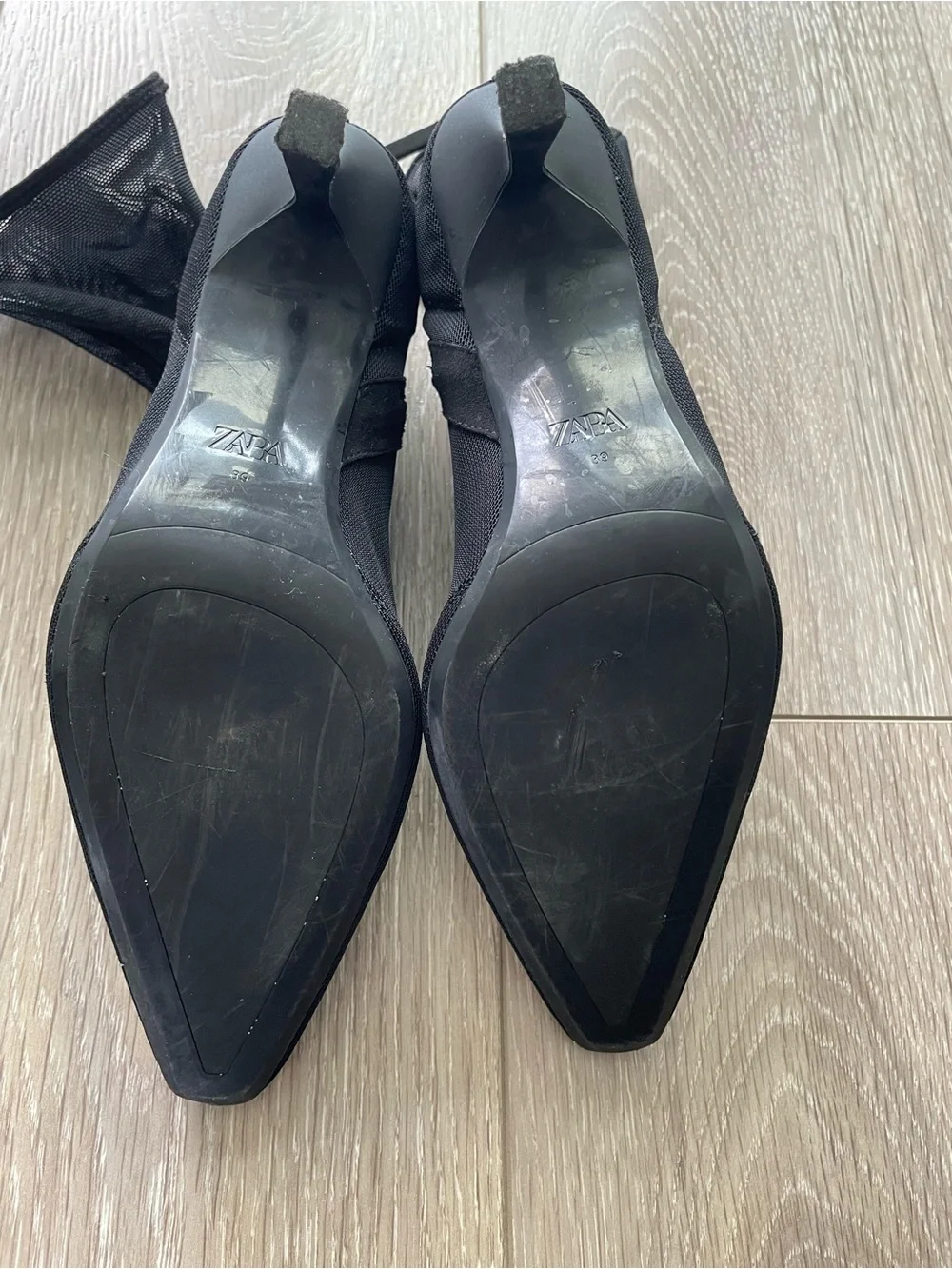 Black Mesh Pointed-Toe Sock Boot - Women - Picture 7 of 7